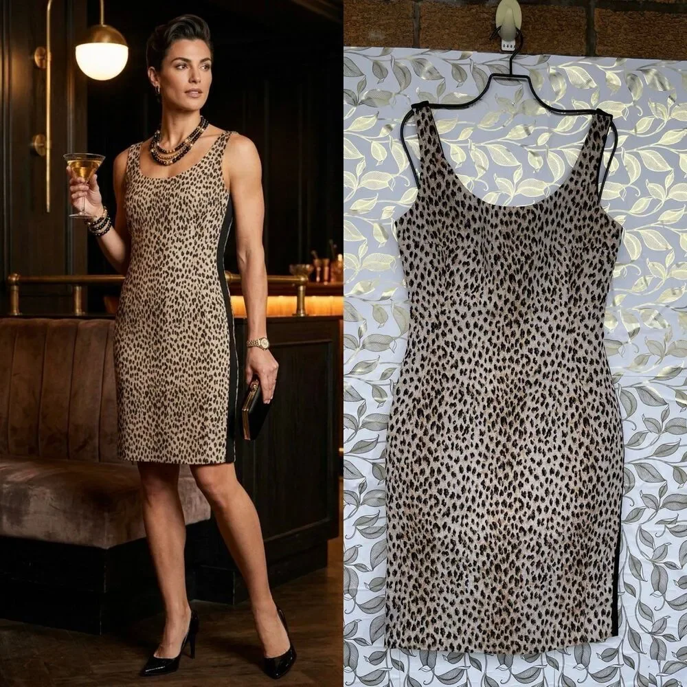 DVF Diane von Furstenberg Leopard Print Mini Dress | Mob Wife Aesthetic Size 6 |